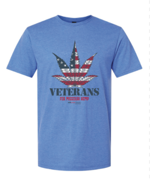 veterans for missouri hemp shirt - sizes range from small to 2x large.